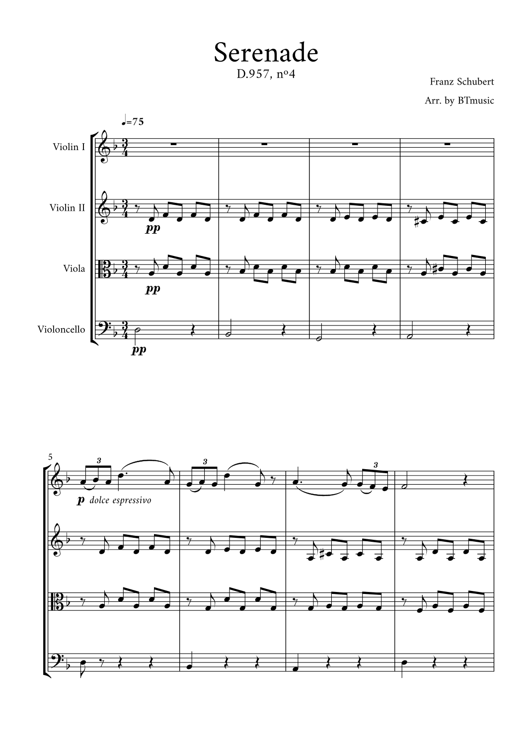 Serenade (D.957, n.4) - Schubert (arr. BTmusic)