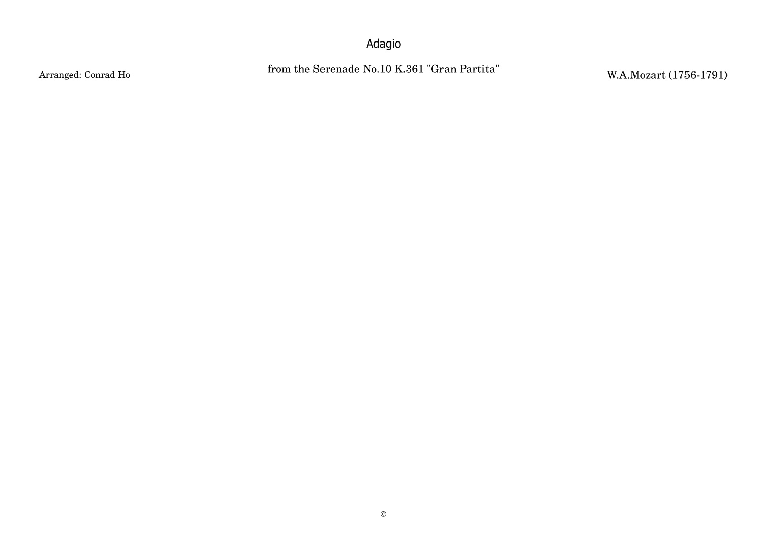 'Adagio' from 'Gran Partita' (arr. Conrad Ho)