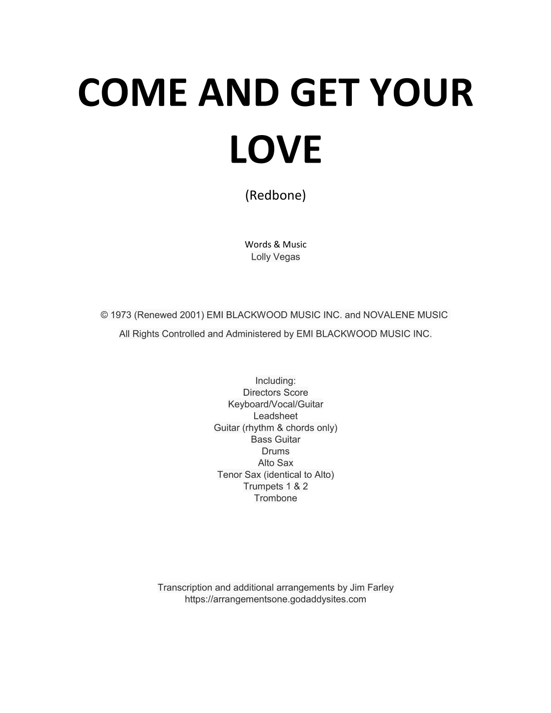 Come And Get Your Love (arr. Jim Farley)