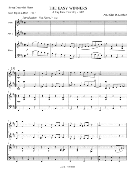 The Easy Winners (arr. Glen D. Lienhart)