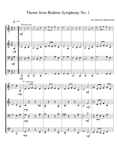 Theme from Brahms Symphony No.1 arranged for Flexible ensemble by David Catherwood (arr. David Catherwood)