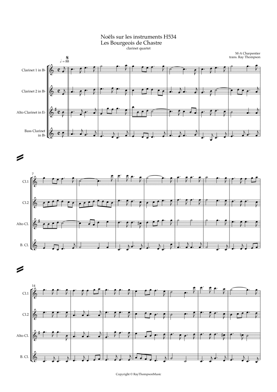 Charpentier: Noëls sur les instruments (Christmas Carols on t’ Instruments) H 534 - clarinet quartet (arr. Ray Thompson)