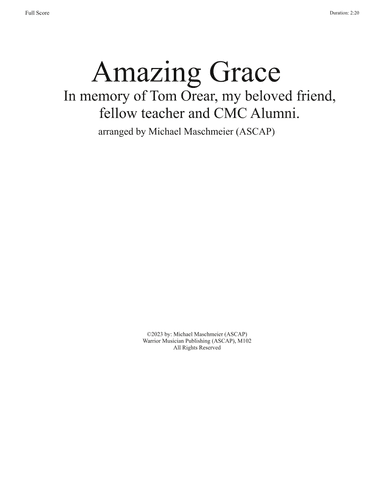 Amazing Grace for Wind Ensemble (arr. Michael Maschmeier (ASCAP))
