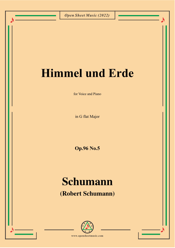 Schumann-Himmel und Erde,Op.96 No.5,in G flat Major (arr. OSM Press)