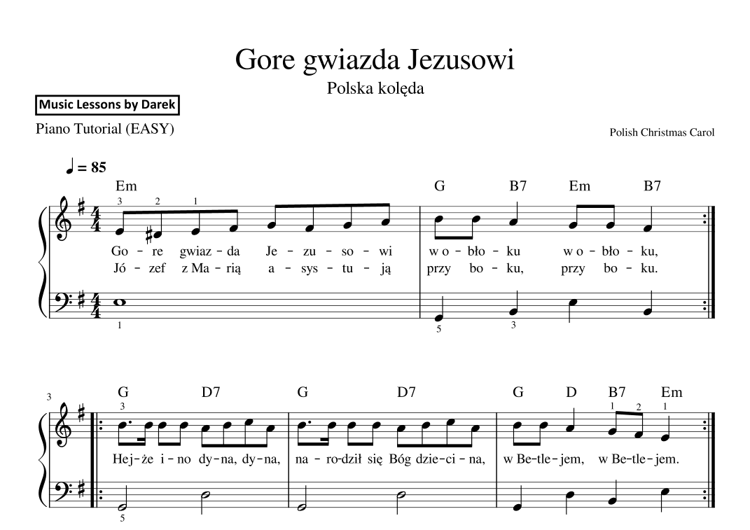 Gore gwiazda Jezusowi (Polish Christmas Carol) [EASY PIANO] (arr. Darek)
