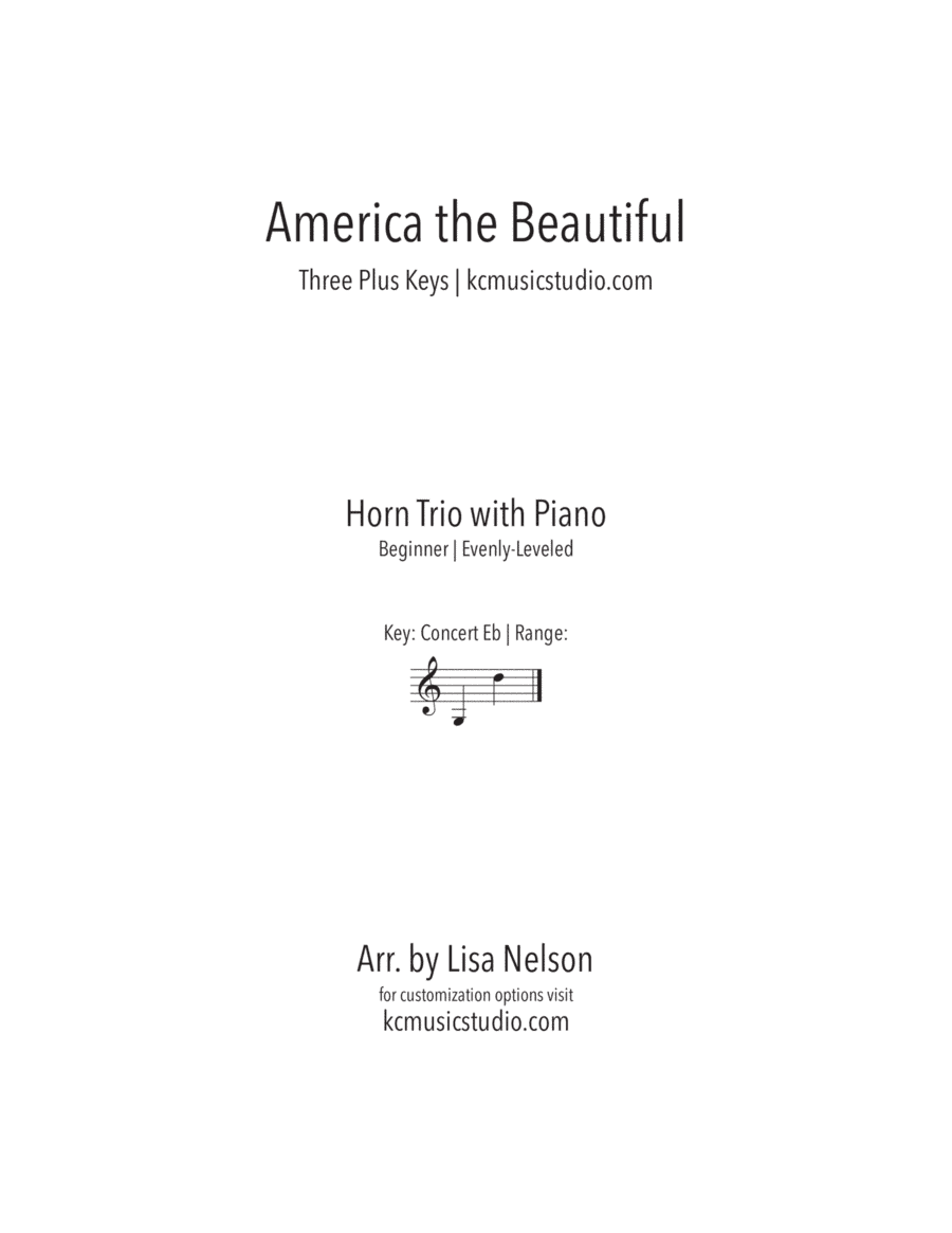 America the Beautiful Horn Trio with Piano Accompaniment - Beginning (arr. Lisa Nelson)