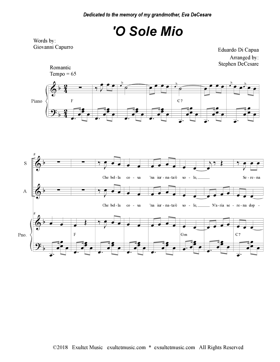 O Sole Mio (SAB) (arr. Stephen DeCesare)