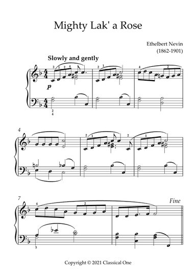 Nevin - Mighty Lak’ a Rose(With Note name) (arr. MPS)