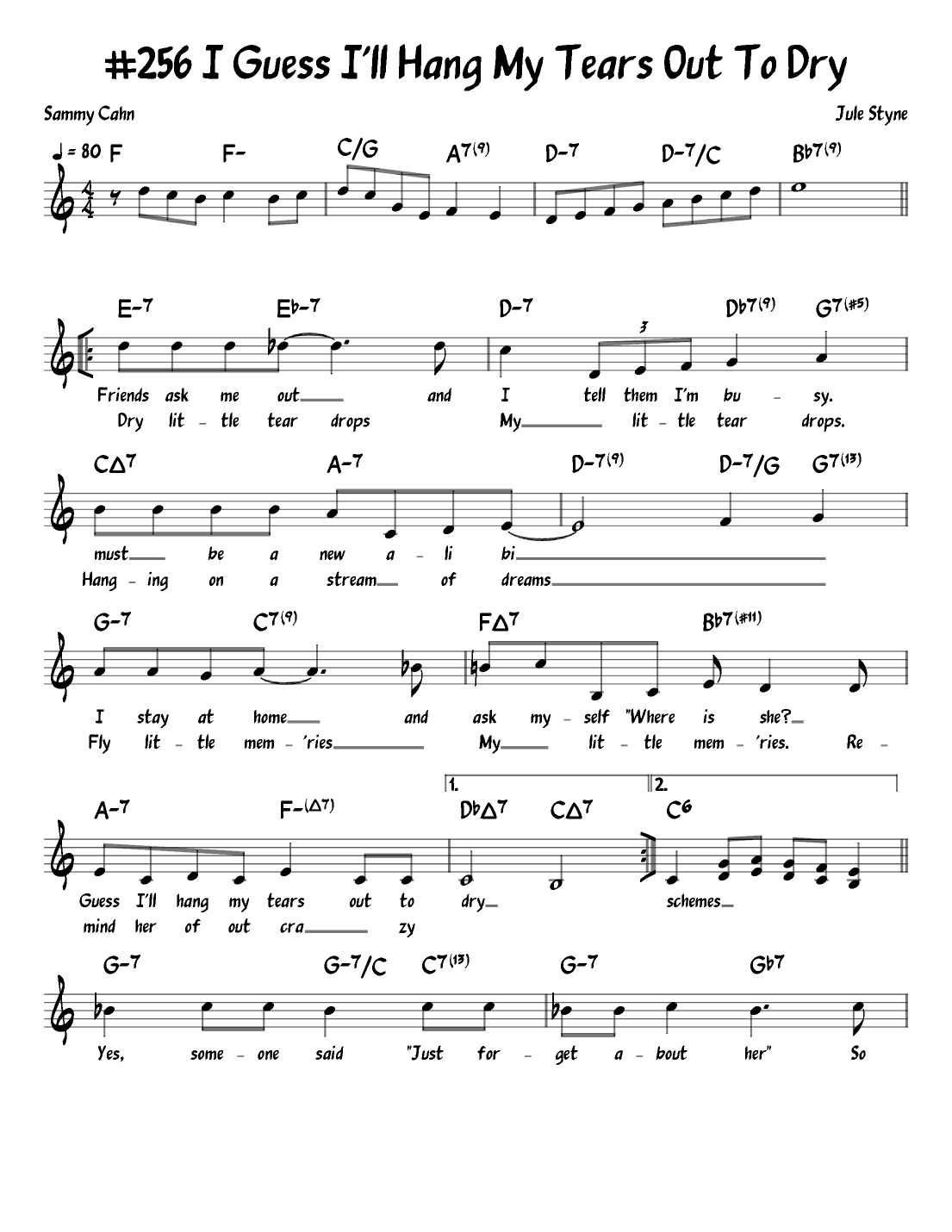 I Guess I'll Hang My Tears Out To Dry (arr. John Fries)