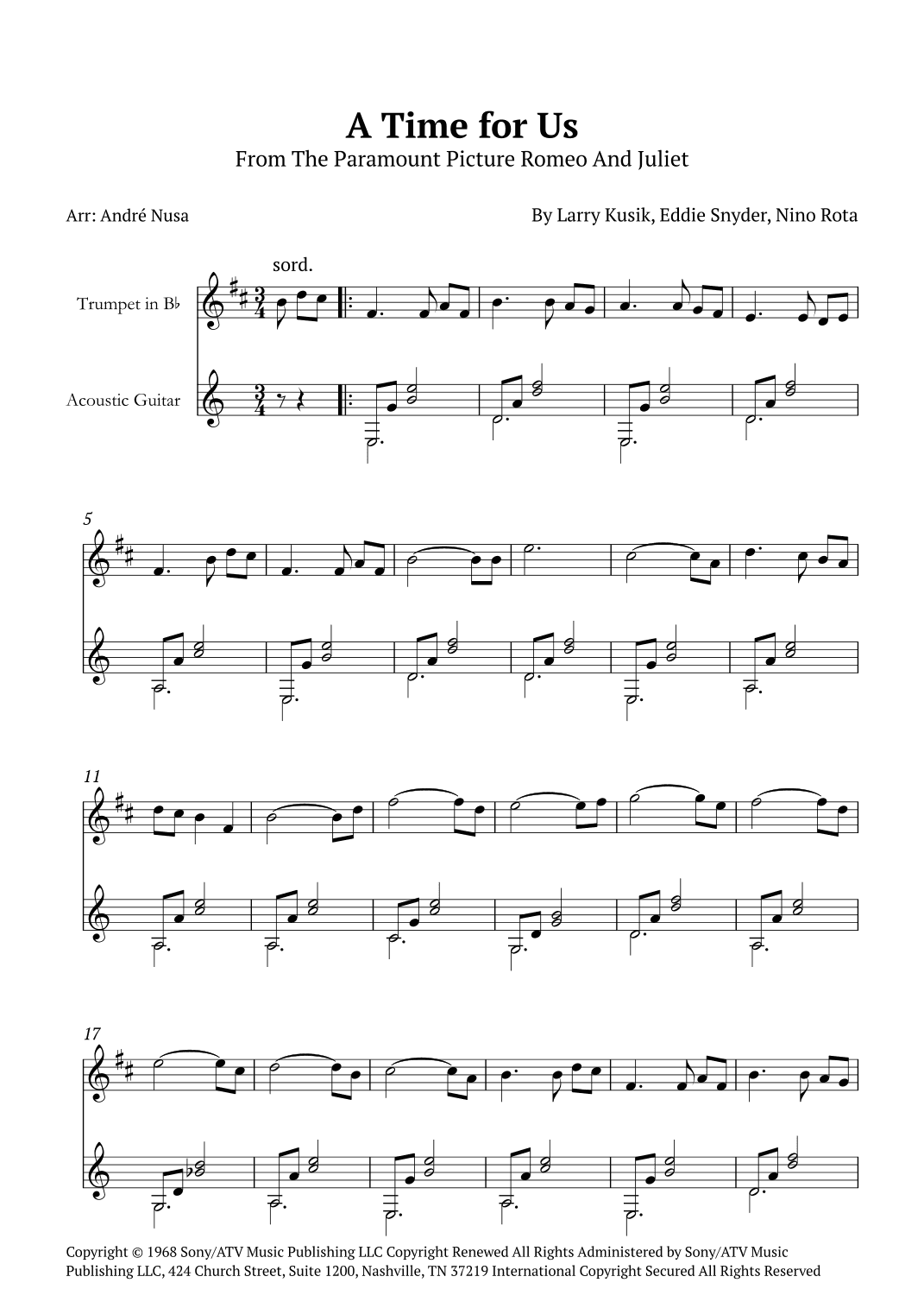 A Time For Us (love Theme) (arr. André Nusa)
