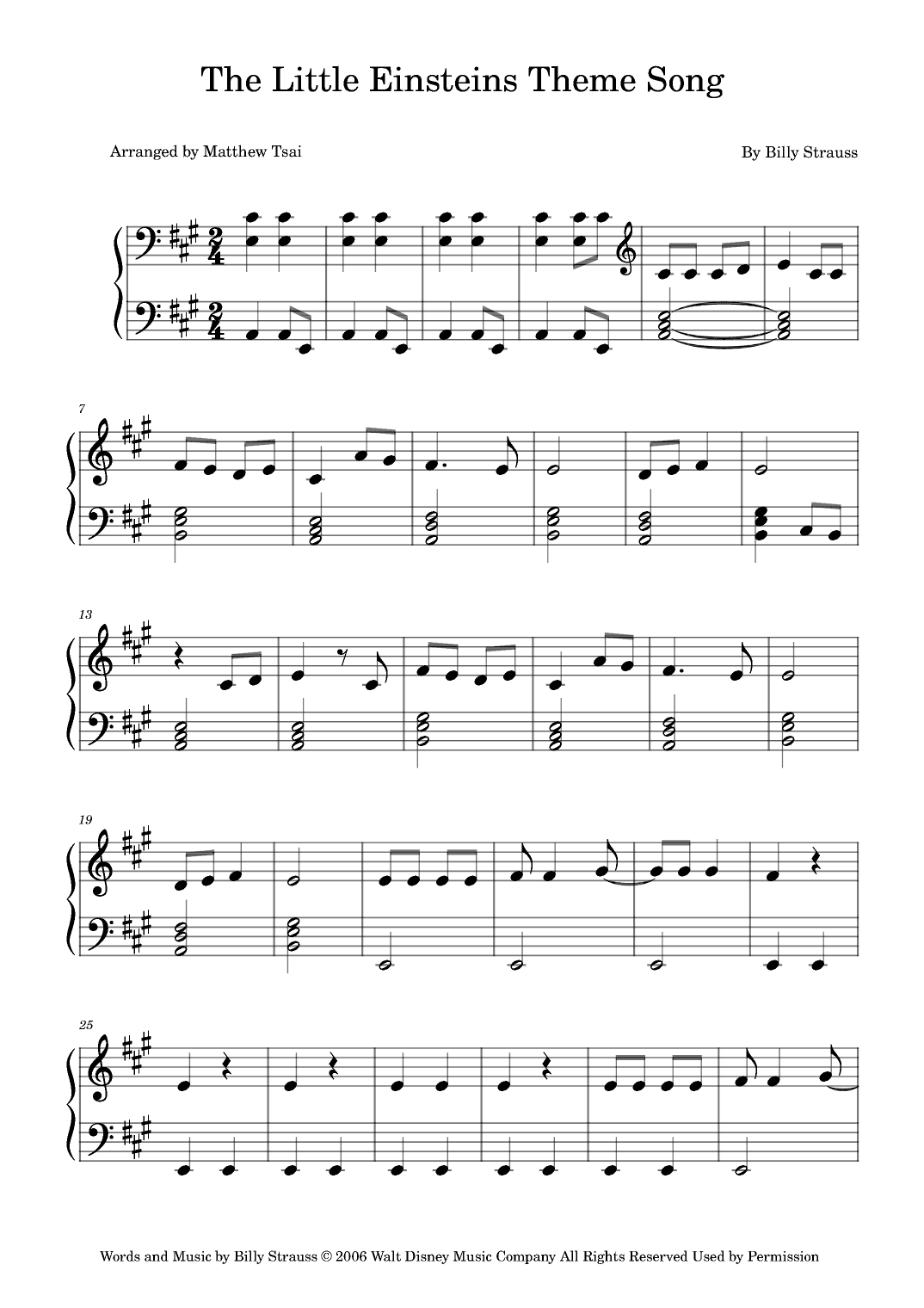 The Little Einstein Theme Song (arr. Matthew Tsai)