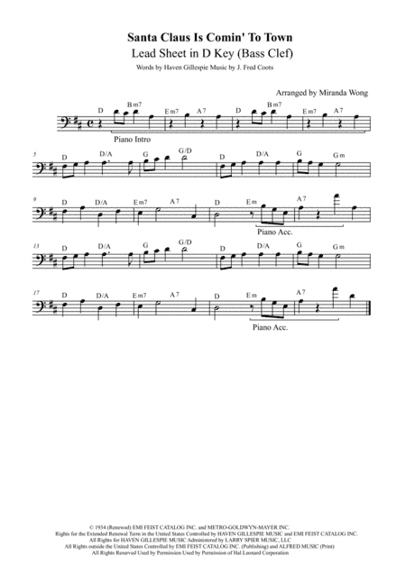 Santa Claus Is Comin' To Town (arr. Miranda Wong)