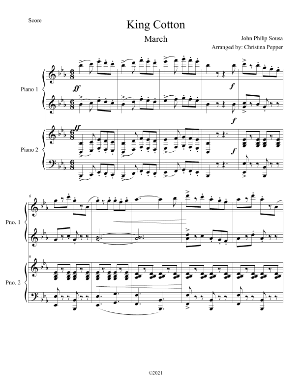 King Cotton March Piano Duet (arr. Christina Pepper)