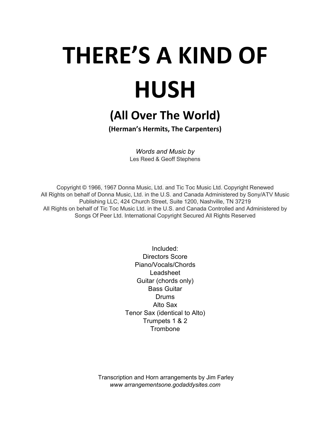 There's A Kind Of Hush (all Over The World) (arr. Jim Farley)