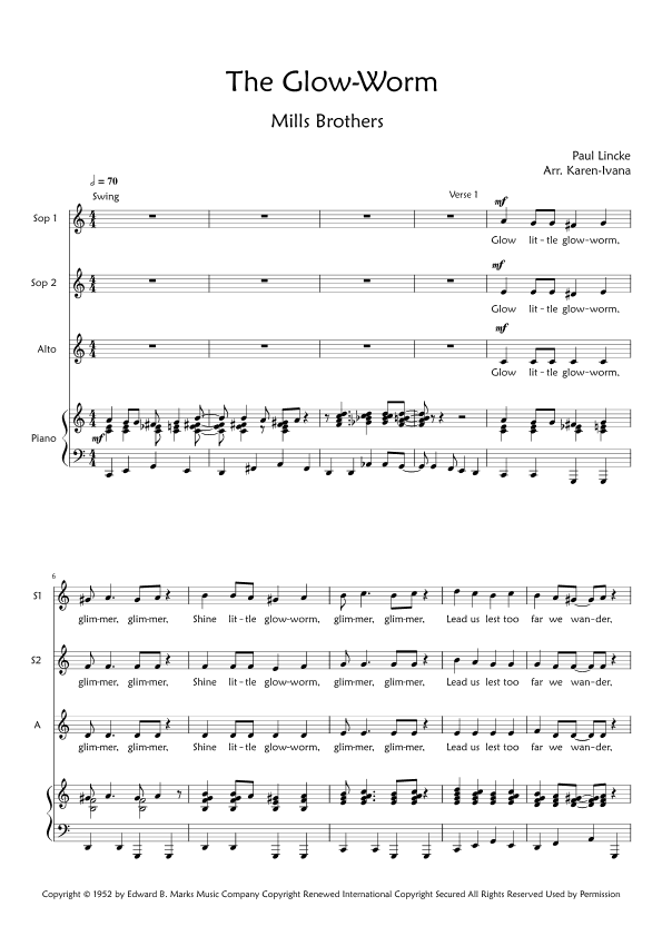 The Glow Worm (arr. Karen Ivana)