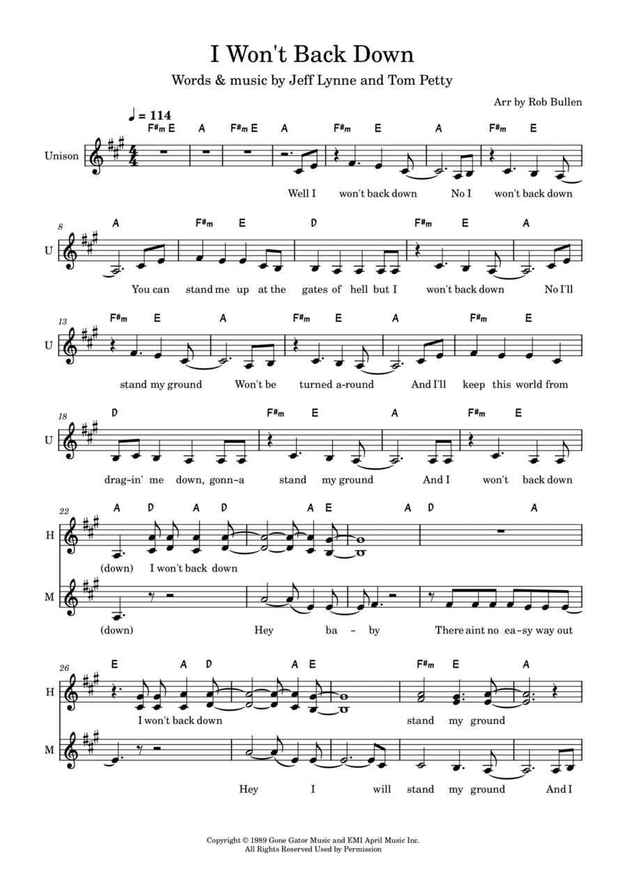 I Won't Back Down (arr. Rob Bullen)
