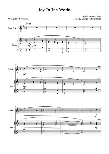 Joy To The World - Tenor Saxophone (arr. K J Rickells)
