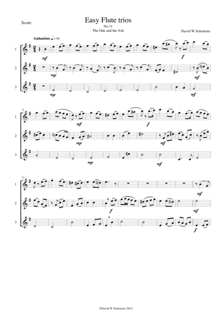 The Oak and the Ash (A North country maid) for flute trio (arr. David Warin Solomons)
