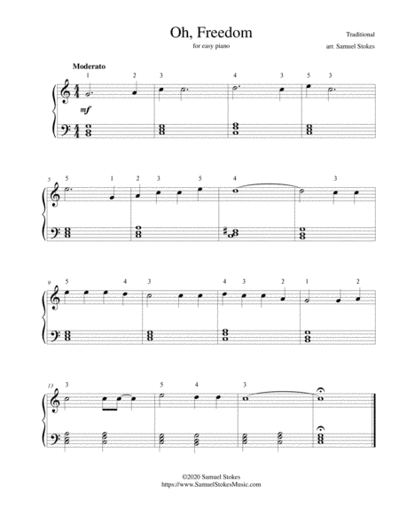 Oh, Freedom - for easy piano (arr. Samuel Stokes)