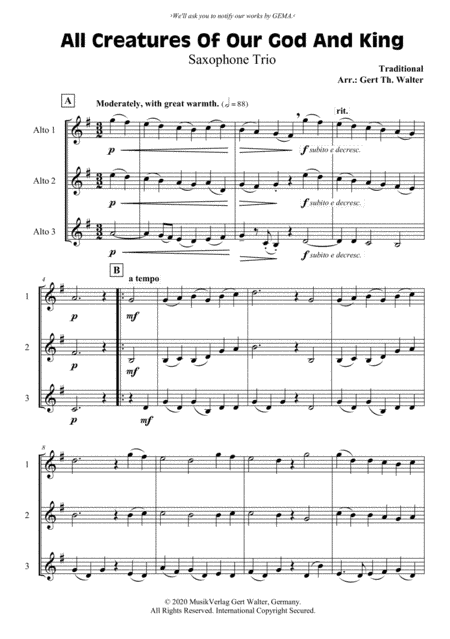 All Creatures Of Our God And King (arr. Gert Th. Walter)