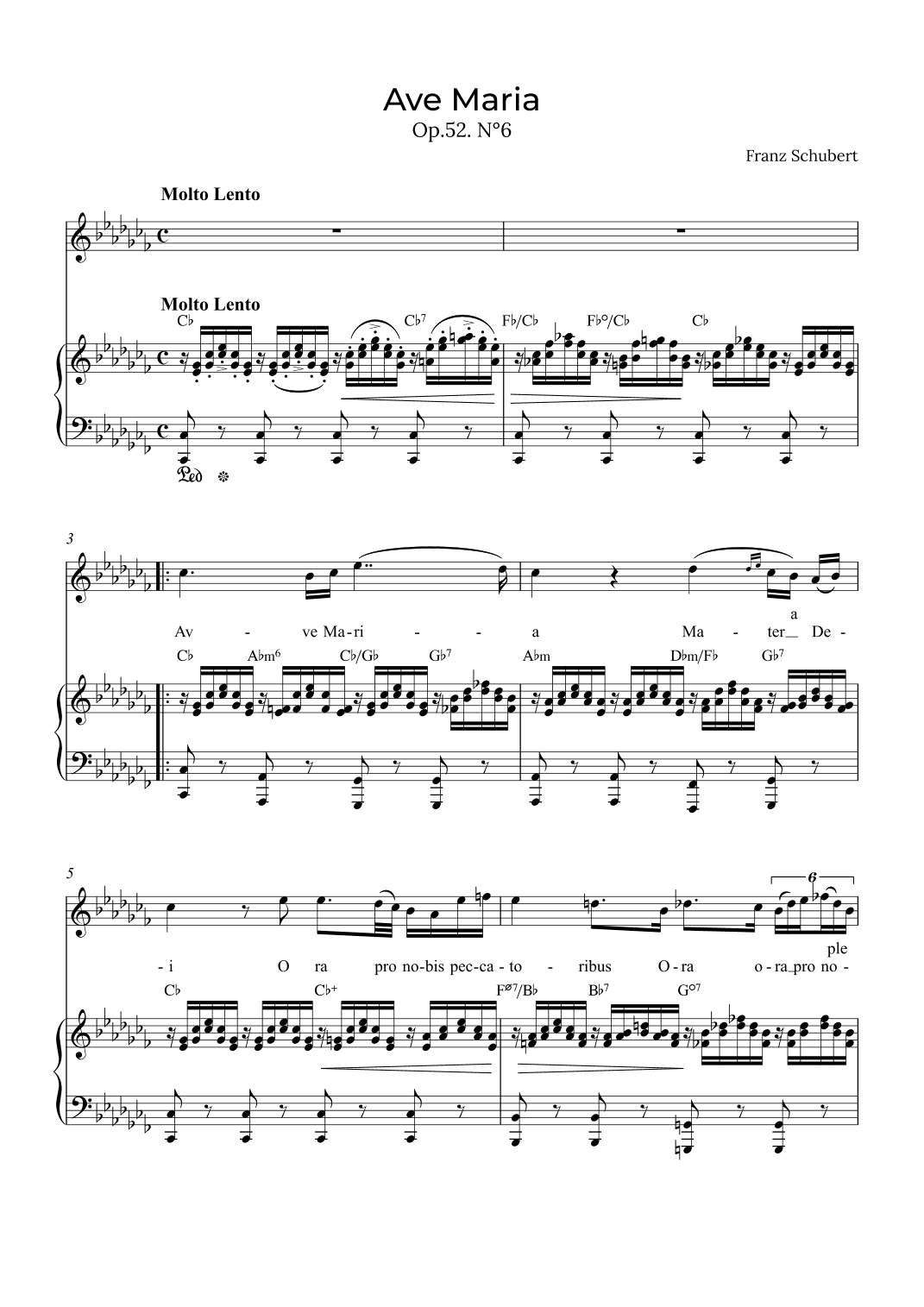 Ave Maria Schubert - Contralto with chords in Cb (arr. Alex Nunes Rodrigues)