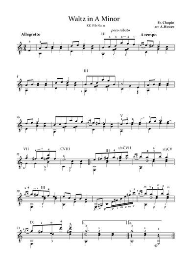 Chopin: Waltz in A Minor arr. for guitar (arr. Andrew Howes)