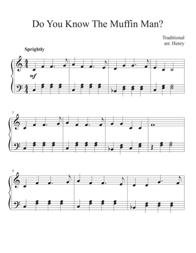 Do You Know the Muffin Man? (Easy piano) (arr. Rebekah Henry)