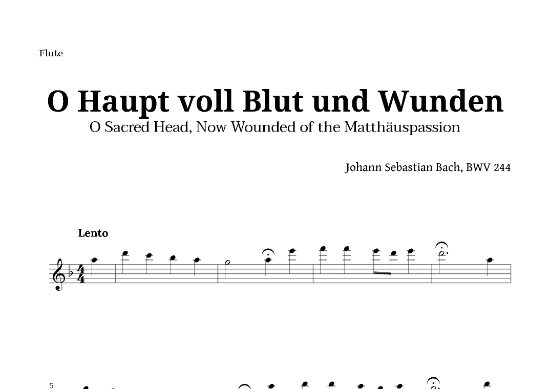 Sacred Head, Now Wounded by Bach for Flute Solo (arr. Langanho)