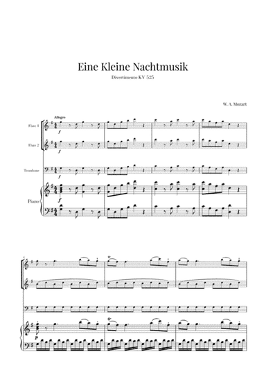 Eine Kleine Nachtmusik for 2 Flutes, Trombone and Piano (arr. Cadenza Editions)