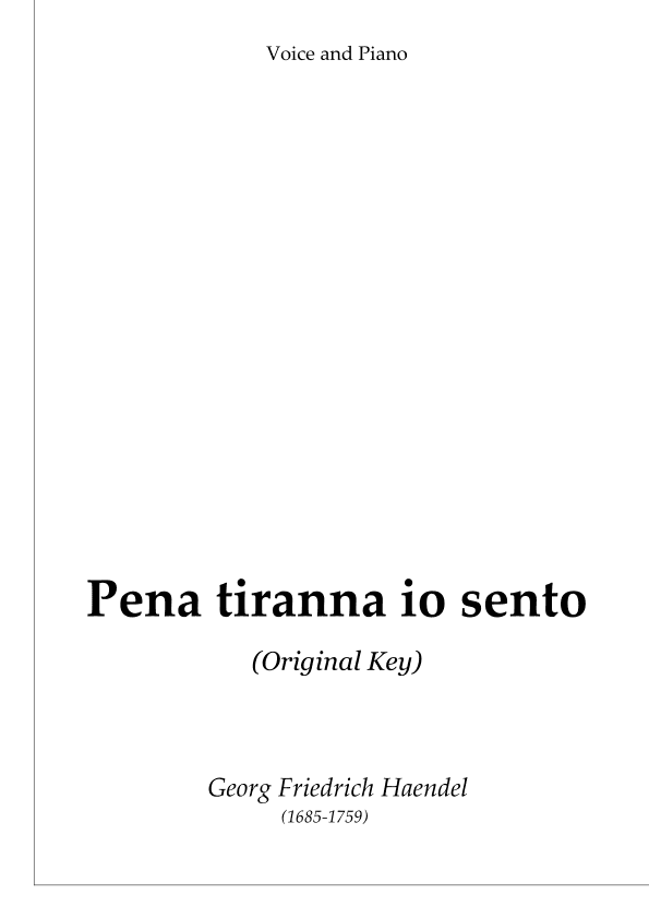 Pena tiranna io sento (original key) (arr. Passoni Music)