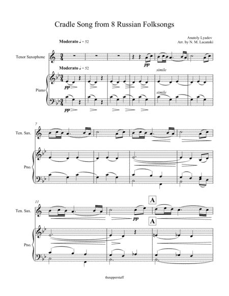 Cradle Song from 8 Russian Folksongs (arr. Nick Lacanski)