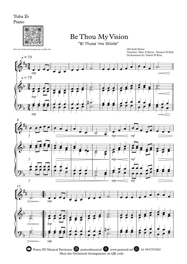 Be Thou My Vision - "Bí Thusa 'mo Shúile" - Easy Eb Tuba and Piano (arr. Daniel H Rosa)