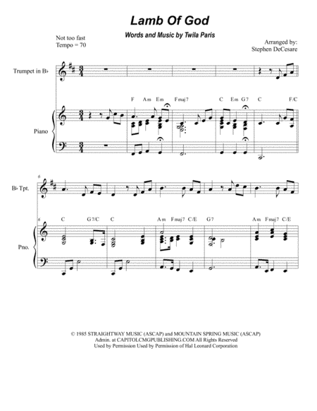 Lamb Of God (arr. Stephen DeCesare)
