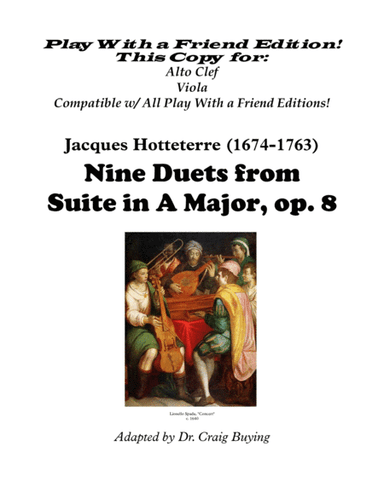 Nine Duets from Hotteterre op. 8 (Alto Clef Version - Editions for All Instruments/Keys Available) (arr. Craig Buying)