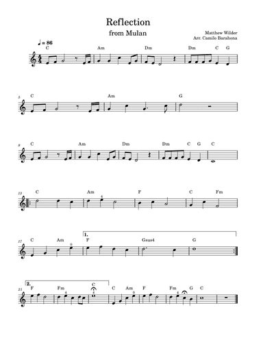 Reflection (arr. Camilo Barahona)
