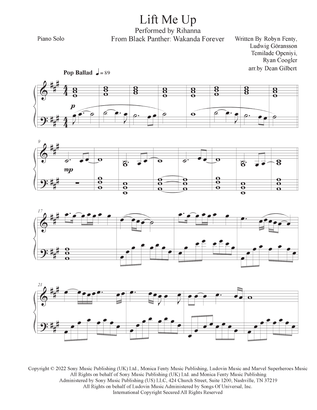 Lift Me Up (arr. Dean Gilbert)