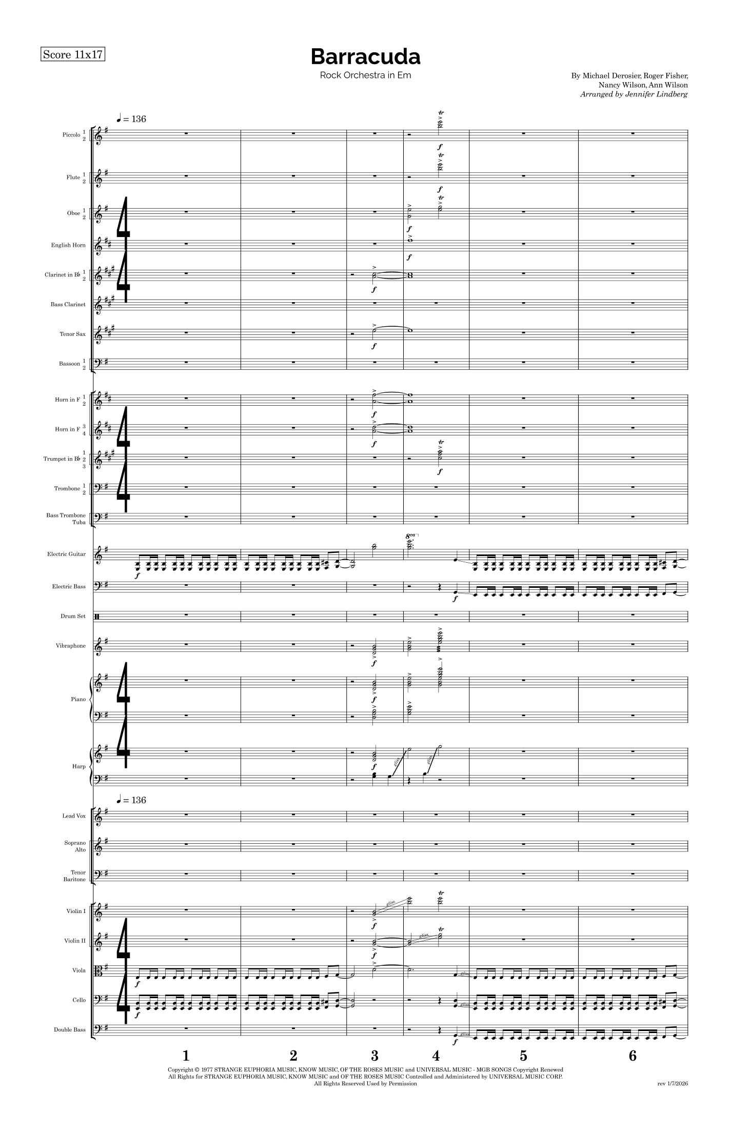 Barracuda (arr. Jennifer Lindberg)