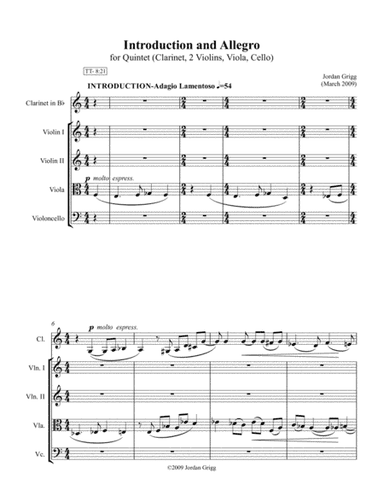 Introduction and Allegro (for Clarinet and String Quartet)