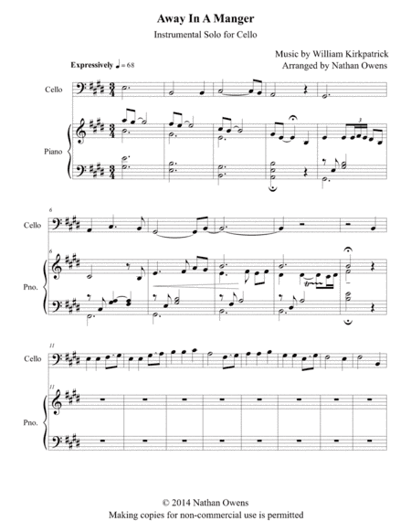 Away In A Manger - Cello/Piano (arr. Nathan Owens)