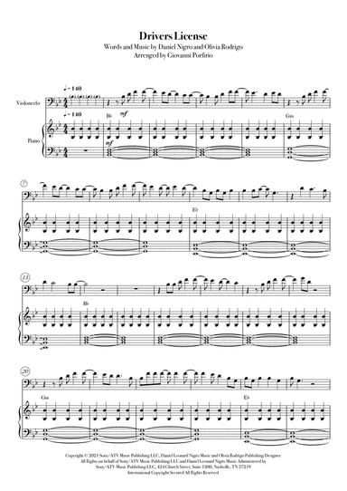 Drivers License (arr. Giovanni Porfirio)