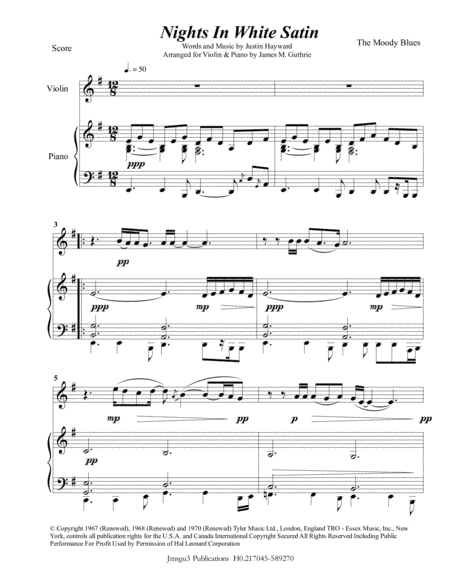 Nights In White Satin (arr. James M. Guthrie, ASCAP)