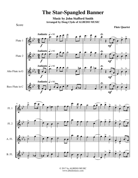 The Star-Spangled Banner for Flute Quartet (arr. Doug Clyde)