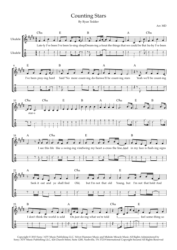 Counting Stars (arr. Arr MD)