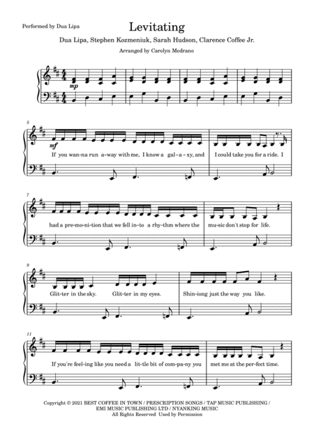 Levitating (arr. Carolyn Medrano)