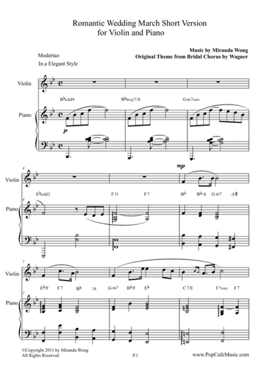 Romantic Wedding March - Short Version for Violin & Piano (arr. Miranda Wong)