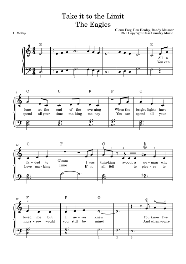 Take It To The Limit (arr. Gillian McCoy)