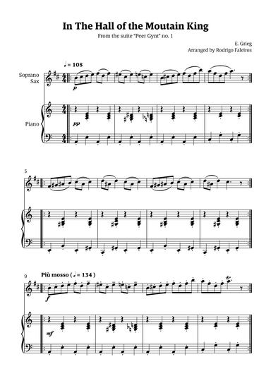 In the Hall of the Mountain King (for soprano sax solo w/ piano accompaniment) (arr. Rodrigo Faleiros)