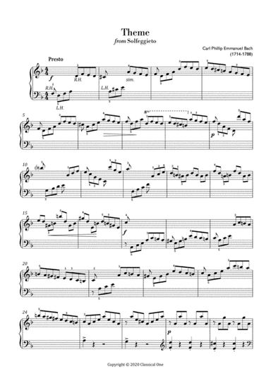 Bach, C.P.E. - Theme from Solfeggietto (Easy piano arrangement) (arr. MPS)