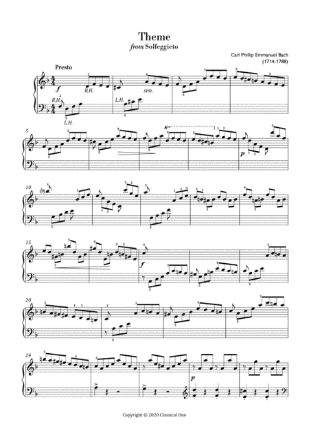 Bach, C.P.E. - Theme from Solfeggietto (Easy piano arrangement) (arr. MPS)