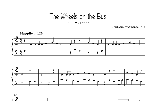 The Wheels on the Bus (Easy Piano) (arr. Amanda L. Dills)